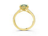 Yellow gold Fancy Green Princess  Solitaire Diamond Engagement Ring with Pave Band and Six-Prong Setting_3