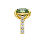 Yellow gold Fancy Green Princess  Solitaire Diamond Engagement Ring with Pave Band and Six-Prong Setting_5