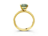 Yellow gold Fancy Green Princess  Solitaire Diamond Engagement Ring with XO Engraved Band and Four-Prong Setting 5