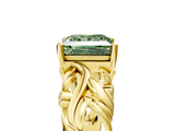 Yellow gold Fancy Green Princess  Solitaire Diamond Leaf Vine Band with Prong Setting_5