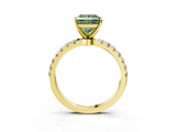 Yellow gold Fancy Green Princess  Solitaire Diamond Pavé Band with Four-Prong Setting_3