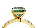 Yellow gold Fancy Green Princess  Solitaire Diamond Pavé Band with Four-Prong Setting_4