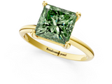 Yellow gold Fancy Green Princess  Solitaire Diamond Ring with 4-Prong Setting on a Classic Band_4