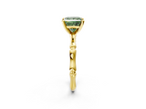 Yellow gold Fancy Green Princess  Solitaire Diamond Ring with Bamboo Band and Four-Prong Setting_2
