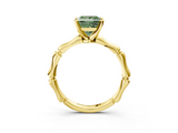 Yellow gold Fancy Green Princess  Solitaire Diamond Ring with Bamboo Band and Four-Prong Setting_3