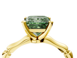 Yellow gold Fancy Green Princess  Solitaire Diamond Ring with Bamboo Band and Four-Prong Setting_4