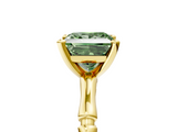Yellow gold Fancy Green Princess  Solitaire Diamond Ring with Bamboo Band and Four-Prong Setting_5