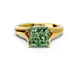 Yellow gold Fancy Green Princess  Solitaire Diamond Ring with Cathedral Band and Four-Prong Setting_29