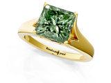 Yellow gold Fancy Green Princess  Solitaire Diamond Ring with Cathedral Band and Four-Prong Setting_30