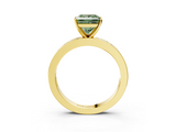Yellow gold Fancy Green Princess  Solitaire Diamond Ring with Channel-Set Baguette Band and Four-Prong Setting_3