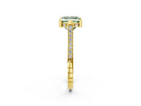 Yellow gold Fancy Green Princess  Solitaire Diamond Ring with Channel Set Band and Bezel Prong Setting_63
