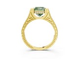 Yellow gold Fancy Green Princess  Solitaire Diamond Ring with Channel Set Band and Bezel Prong Setting_64