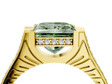 Yellow gold Fancy Green Princess  Solitaire Diamond Ring with Channel Set Band and Bezel Prong Setting_65