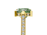 Yellow gold Fancy Green Princess  Solitaire Diamond Ring with Channel Set Band and Bezel Prong Setting_66