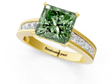 Yellow gold Fancy Green Princess  Solitaire Diamond Ring with Channel-Set Band and Four-Prong Setting_4