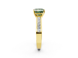 Yellow gold Fancy Green Princess  Solitaire Diamond Ring with Channel-Set Band and Four-Prong Setting_5