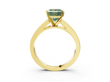 Yellow gold Fancy Green Princess  Solitaire Diamond Ring with Channel-Set Band and Four-Prong Setting_6