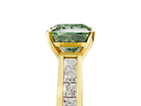 Yellow gold Fancy Green Princess  Solitaire Diamond Ring with Channel-Set Band and Four-Prong Setting_8