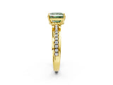Yellow gold Fancy Green Princess  Solitaire Diamond Ring with Channel Set Band and Six-Prong Setting_31