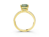 Yellow gold Fancy Green Princess  Solitaire Diamond Ring with Channel Set Band and Six-Prong Setting_32