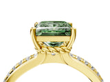 Yellow gold Fancy Green Princess  Solitaire Diamond Ring with Channel Set Band and Six-Prong Setting_33
