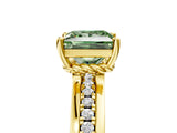 Yellow gold Fancy Green Princess  Solitaire Diamond Ring with Channel Set Band and Six-Prong Setting_34