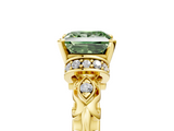 Yellow gold Fancy Green Princess  Solitaire Diamond Ring with Filigree Band and Four-Prong Setting_5