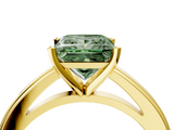 Yellow gold Fancy Green Princess  Solitaire Diamond Ring with Four-Prong Setting and Classic Band_7