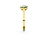 Yellow gold Fancy Green Princess  Solitaire Diamond Ring with Four-Prong Setting and Tapered Band 3