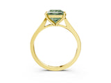 Yellow gold Fancy Green Princess  Solitaire Diamond Ring with Four-Prong Setting and Tapered Band 4