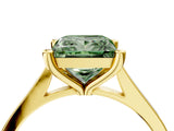 Yellow gold Fancy Green Princess  Solitaire Diamond Ring with Four-Prong Setting and Tapered Band 5