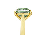 Yellow gold Fancy Green Princess  Solitaire Diamond Ring with Four-Prong Setting and Tapered Band