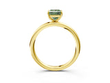 Yellow gold Fancy Green Princess  Solitaire Diamond Ring with Four-Prong Setting on a Plain Band_23