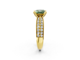 Yellow gold Fancy Green Princess  Solitaire Diamond Ring with Milgrain Pavé Band and Four-Prong Setting_22