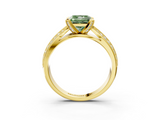Yellow gold Fancy Green Princess  Solitaire Diamond Ring with Milgrain Pavé Band and Four-Prong Setting_23