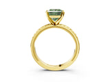 Yellow gold Fancy Green Princess  Solitaire Diamond Ring with Milgrain and Black Enamel X Pattern Band_33