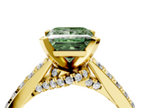Yellow gold Fancy Green Princess  Solitaire Diamond Ring with Pavé Band and Four-Prong Setting_4