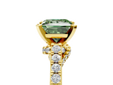 Yellow gold Fancy Green Princess  Solitaire Diamond Ring with Pavé Band and Four-Prong Setting_5