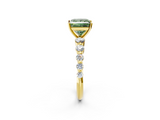 Yellow gold Fancy Green Princess  Solitaire Diamond Ring with Pave Band and Four-Prong Setting_2