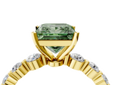 Yellow gold Fancy Green Princess  Solitaire Diamond Ring with Pave Band and Four-Prong Setting_4
