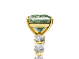 Yellow gold Fancy Green Princess  Solitaire Diamond Ring with Pave Band and Four-Prong Setting_5