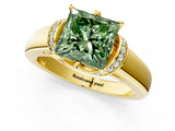 Yellow gold Fancy Green Princess  Solitaire Diamond Ring with Pave Band and Six-Prong Setting_29