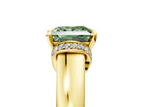 Yellow gold Fancy Green Princess  Solitaire Diamond Ring with Pave Band and Six-Prong Setting_33