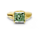 Yellow gold Fancy Green Princess  Solitaire Diamond Ring with Six-Prong Cathedral Setting_30