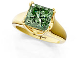 Yellow gold Fancy Green Princess  Solitaire Diamond Ring with Six-Prong Cathedral Setting_31