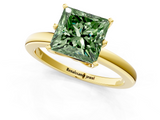 Yellow gold Fancy Green Princess  Solitaire Diamond Ring with Six-Prong Setting on a Classic Band_1