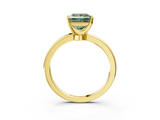 Yellow gold Fancy Green Princess  Solitaire Diamond Ring with Six-Prong Setting on a Classic Band_3