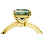 Yellow gold Fancy Green Princess  Solitaire Diamond Ring with Six-Prong Setting on a Classic Band_4