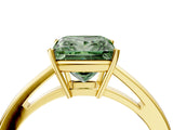 Yellow gold Fancy Green Princess  Solitaire Diamond Ring with Split Shank and Four-Prong Setting_16