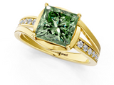 Yellow gold Fancy Green Princess  Solitaire Diamond Ring with Split Shank and Prong Setting_18